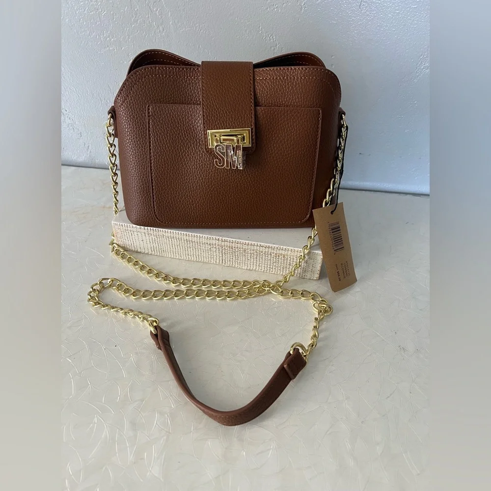 STIVE MADDEN Brown Leather Chain Strap Bag